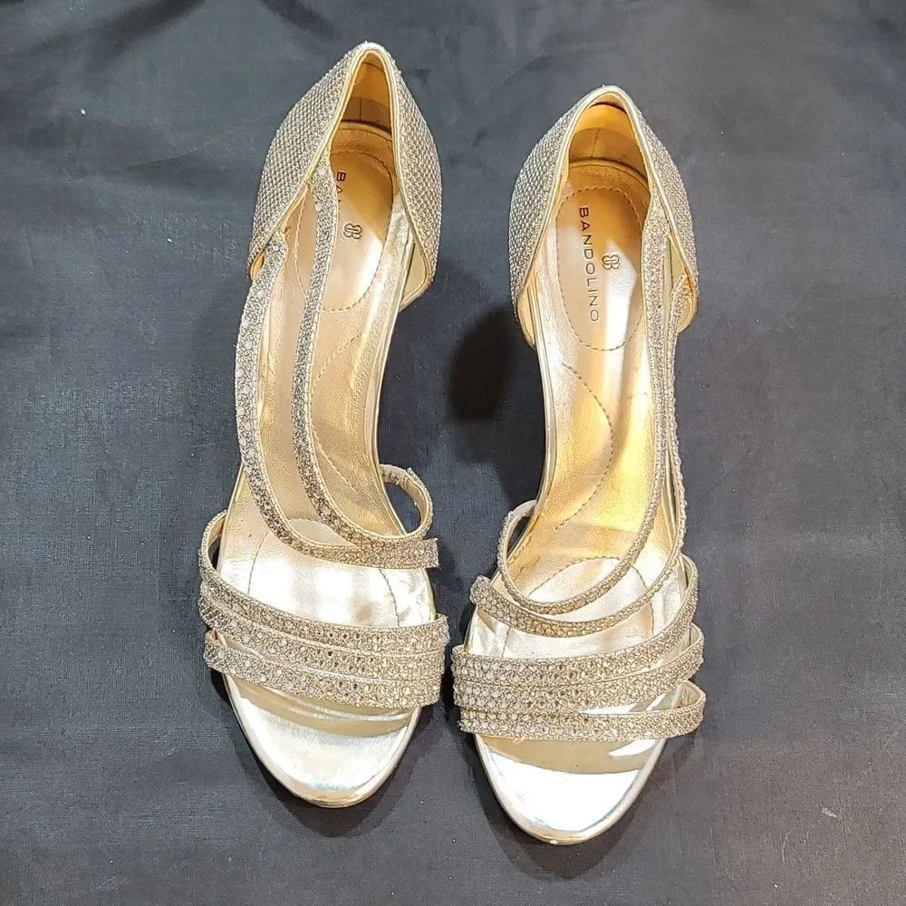 BANDOLINO JEWEL STUDDED ROUND OPEN-TOE HEEL SANDAL